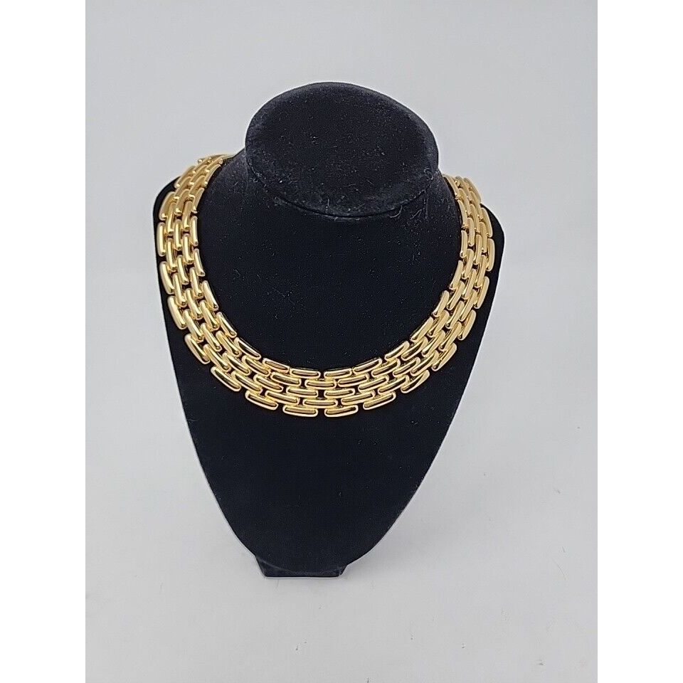 Givenchy Vintage Egyptian Cleopatra Revival Gold Tone Collar Necklace Signed 799$